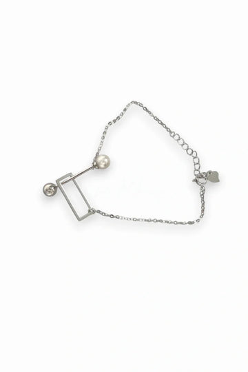 Rectangular Accent and Pearl Bracelet Silver