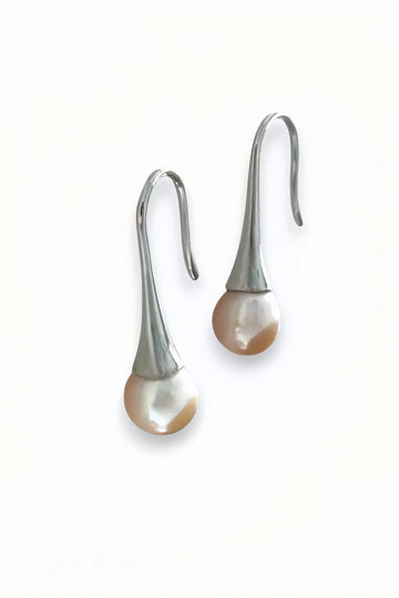 Teardrop Pink Pearl Hook Earring