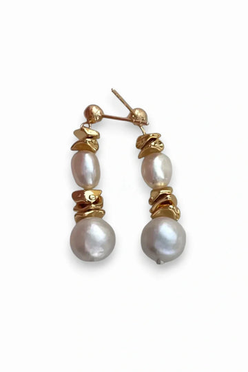 Golden Cascade Pearl Earrings