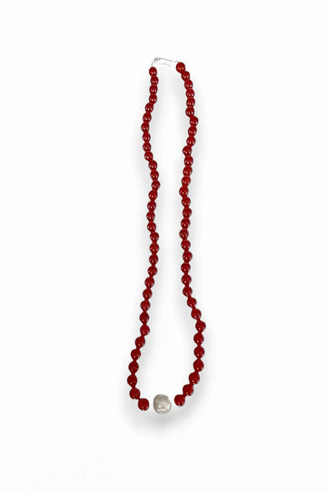 Red Agate & Pearl Necklace