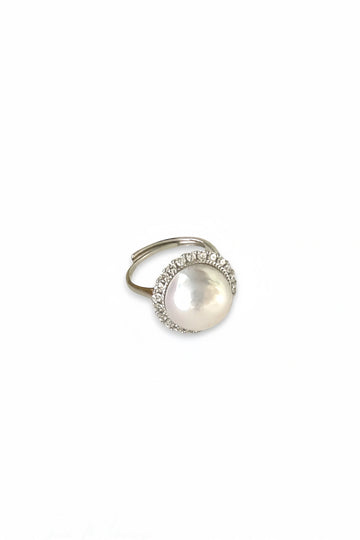 Radiant Pearl Halo Ring