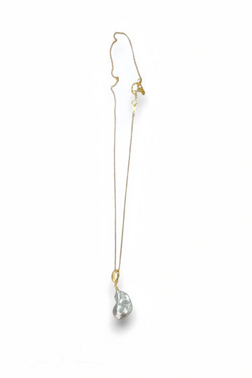 Gold Chain Baroque Pearl Necklace