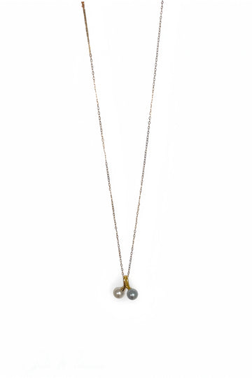 Dual Pearl Gold Chain Necklace