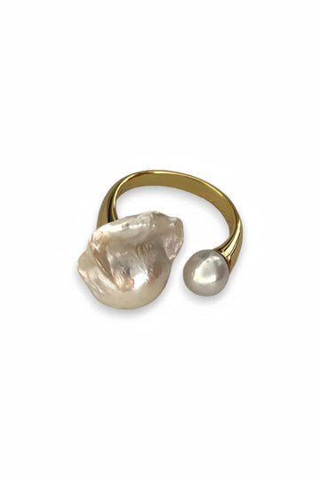Open-Heart Baroque Pearl Ring
