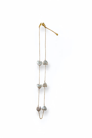 Six Heart-Shaped Pearls Linked Bracelet