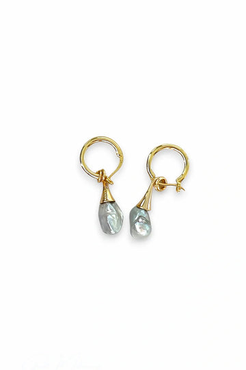 Baroque Pearl Hoop Earrings Gold