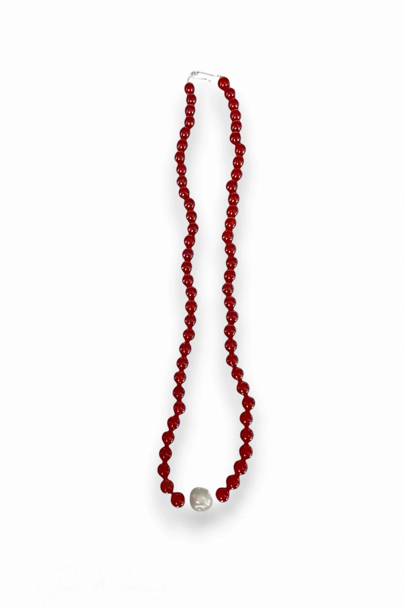Red Agate & Pearl Necklace