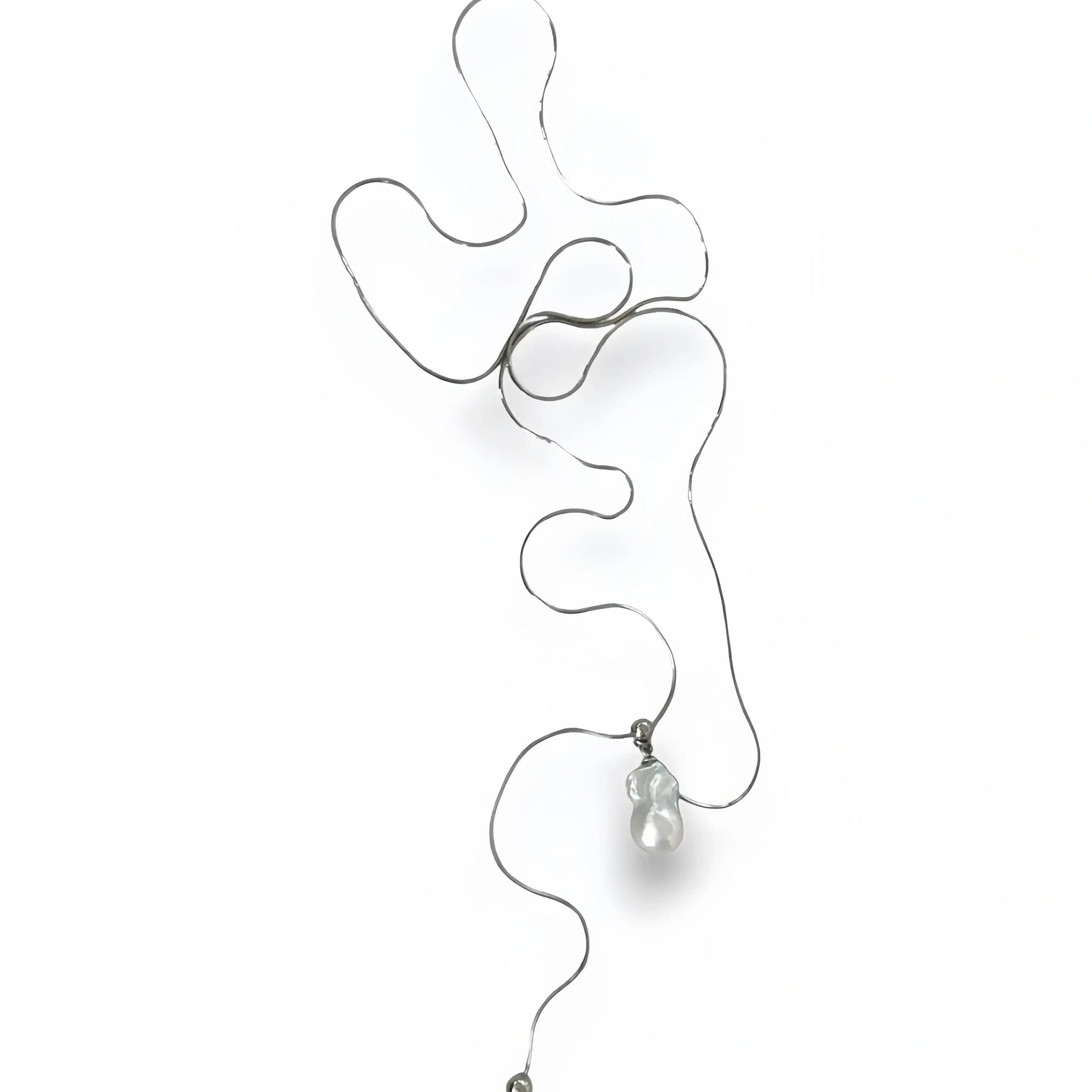 Extended Silver Chain Baroque Pearl Necklace